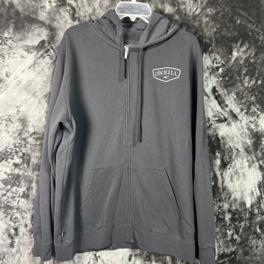O'Neill Black Full Zip Hoodie XL Sunset Wave Graphic Surf Skate Mens